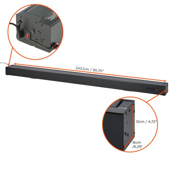 celexon CLR UST Rollup Kontrastleinwand 221 x 124cm - 100" schwarze Tension Bodenleinwand