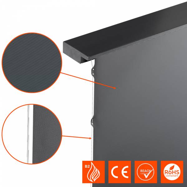 celexon CLR UST Rollup Kontrastleinwand 221 x 124cm - 100" schwarze Tension Bodenleinwand