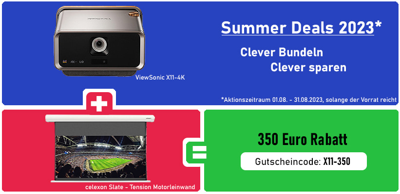 ViewSonic X11-4K celexon Slate Motorleinwand Summer Deals Aktion 2023