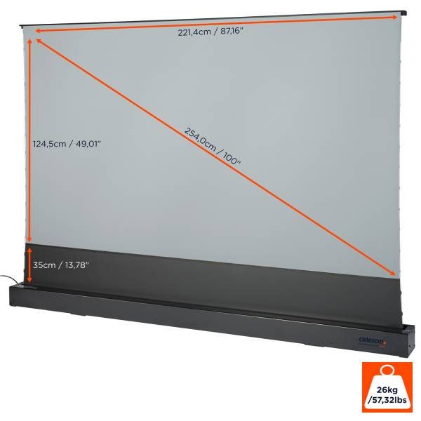 celexon CLR UST Rollup Kontrastleinwand 221 x 124cm - 100" schwarze Tension Bodenleinwand