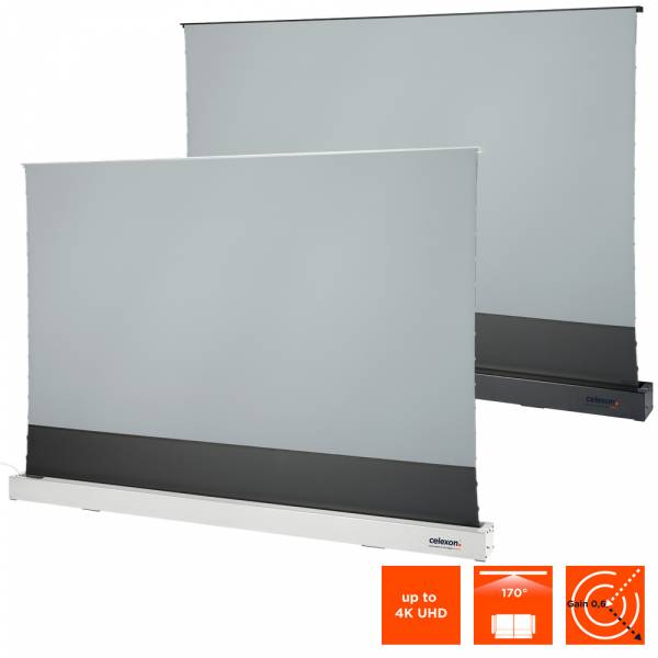celexon CLR UST Rollup Kontrastleinwand 221 x 124cm - 100" schwarze Tension Bodenleinwand
